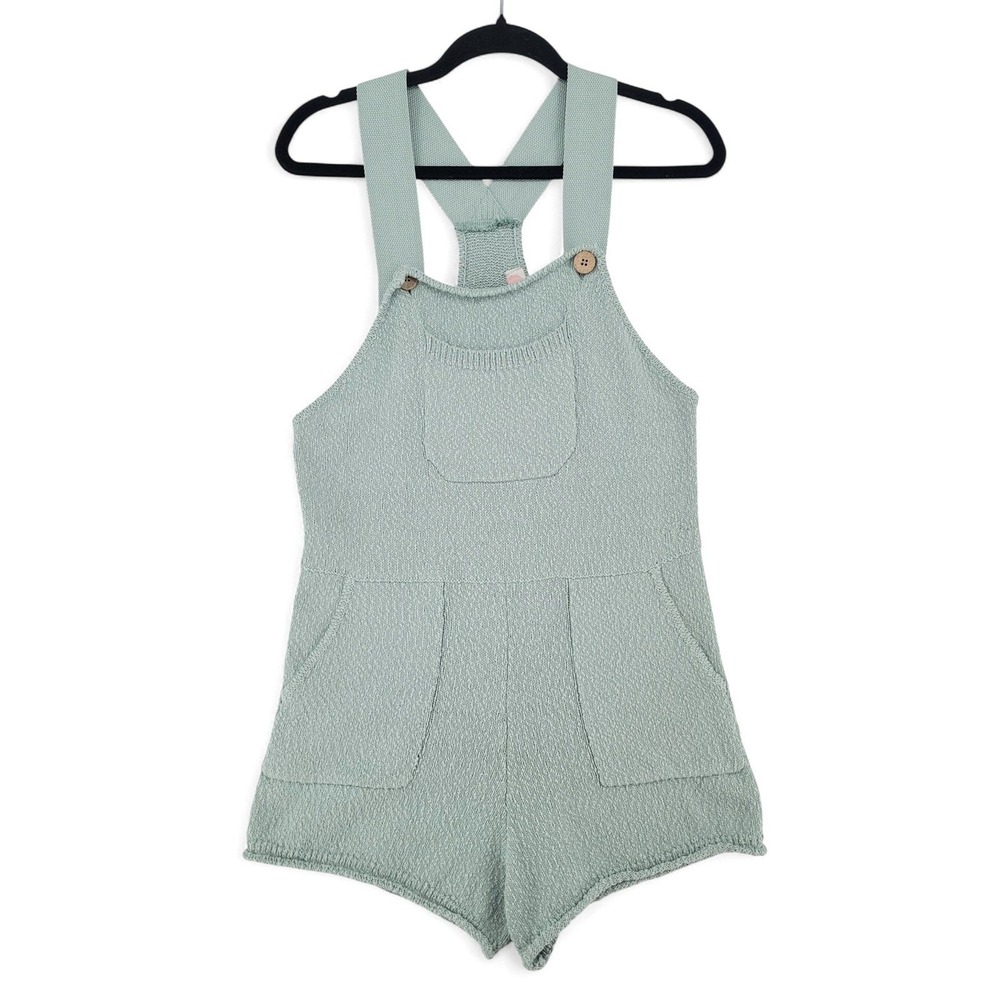 Free People FP Beach Womens S Romper Knit Cotton Blend Green Boho Beach‎